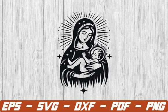 Divine Graphics for Local Crafts: Mother Mary Svg, Christian Svg