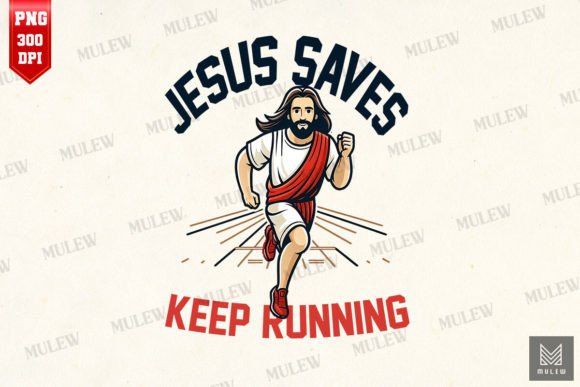 Jesus Saves Keep Running: A Unique Graphic for Crafts