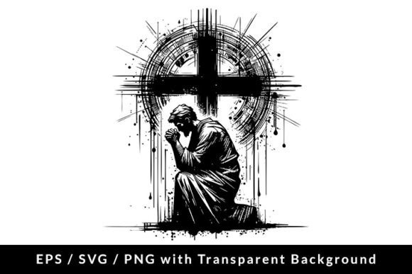 Man with Cross Praying Grunge SVG EPS: A Must-Have Graphic